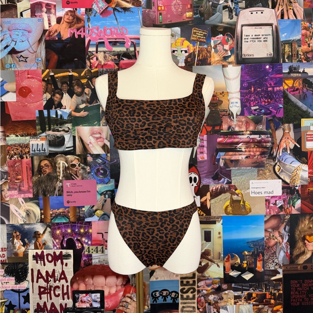 Vintage L.A Hearts leopard print swimsuit set